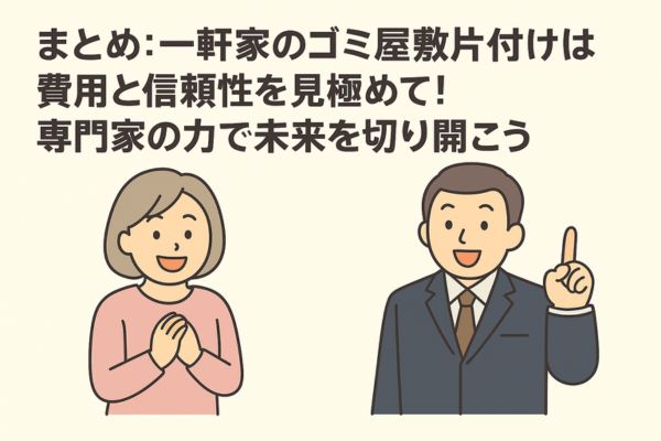 まとめ:一軒家のゴミ屋敷片付けは費用と信頼性を見極めて!専門家の力で未来を切り開こう