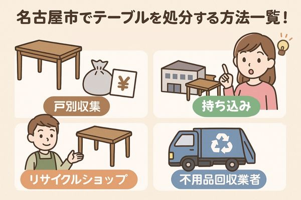 名古屋市でテーブルを処分する方法一覧
