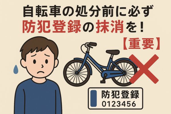 自転車の処分前に必ず防犯登録の抹消を！【重要】