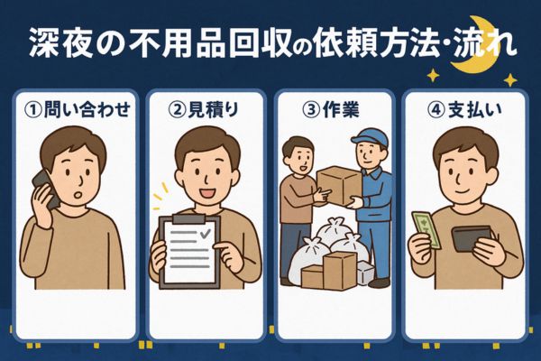深夜の不用品回収の依頼方法｜初めての人向けステップ解説