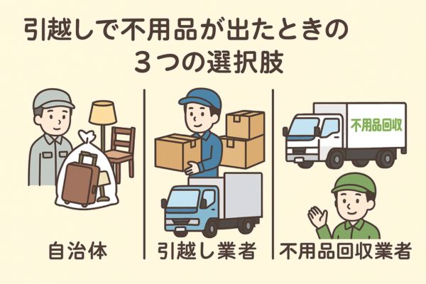 引越しで不用品が出たときの3つの処分の選択肢